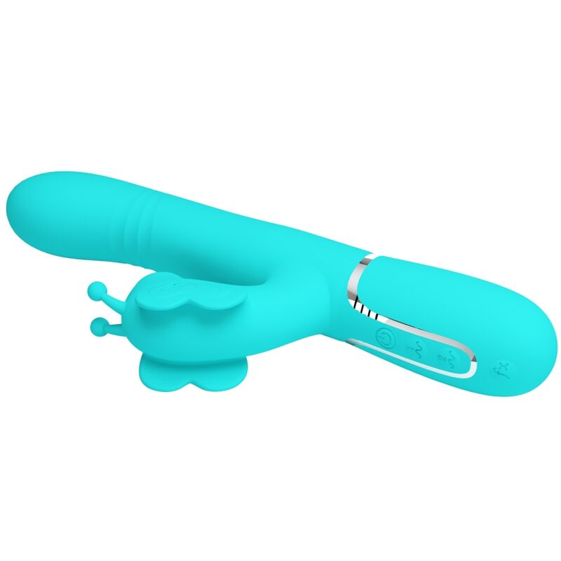 4-in-1 Multifunktions-Rabbit-Vibrator, Aqua Green Butterfly