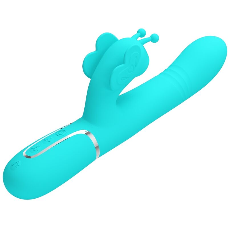 4-in-1 Multifunktions-Rabbit-Vibrator, Aqua Green Butterfly