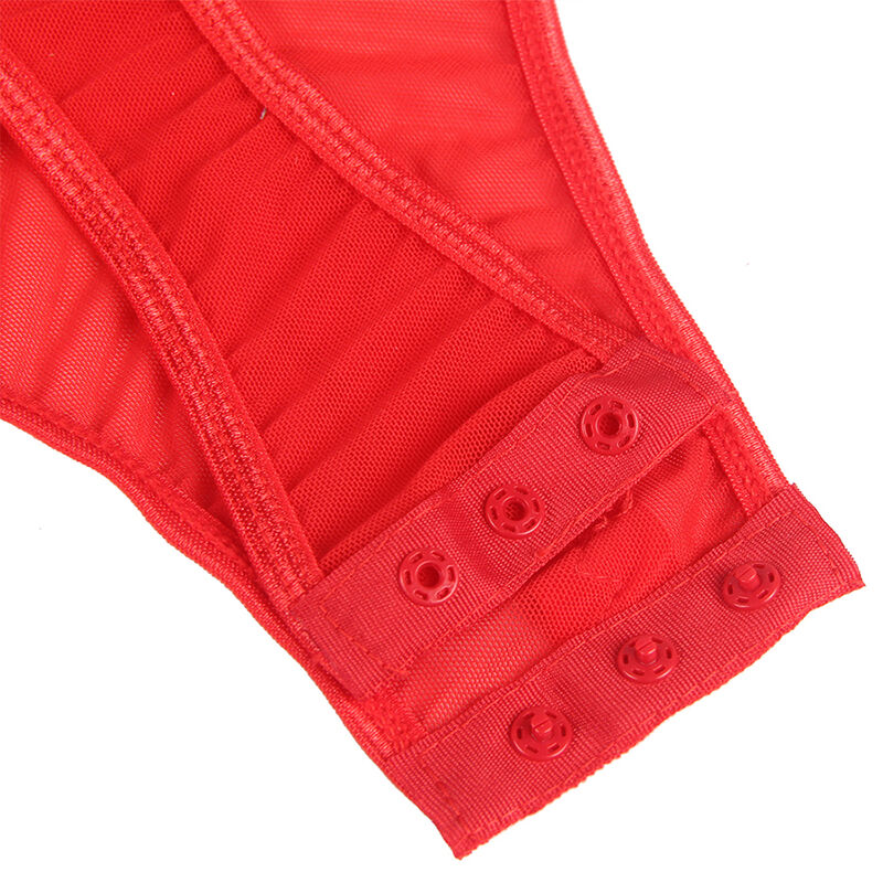 SUBLIME - TEDDY MIT STRUMPFHALTER, ROTES BRUSTDETAIL, S/M