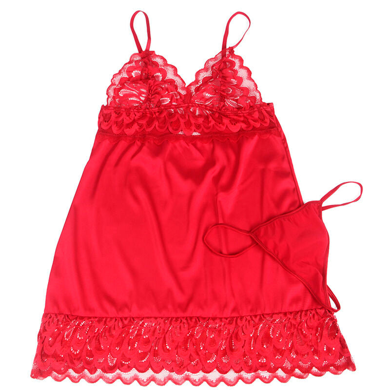 SUBLIME - Satin-Babypuppe mit roter Spitze, Größe S/M