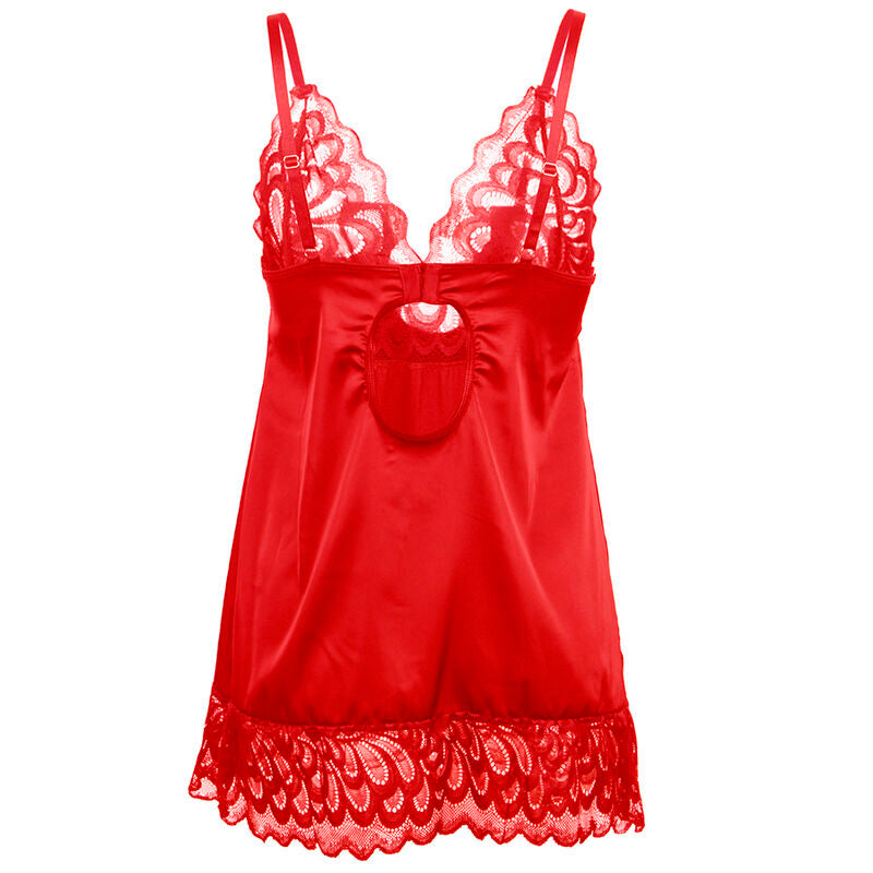 SUBLIME - Satin-Babypuppe mit roter Spitze, Größe S/M