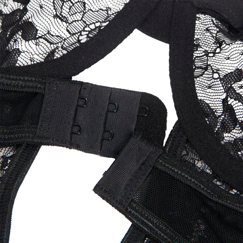 SUBBLIME - Teddy-Tasche mit Strumpfband, Spitzendetails und schwarzen Streifen, S/M