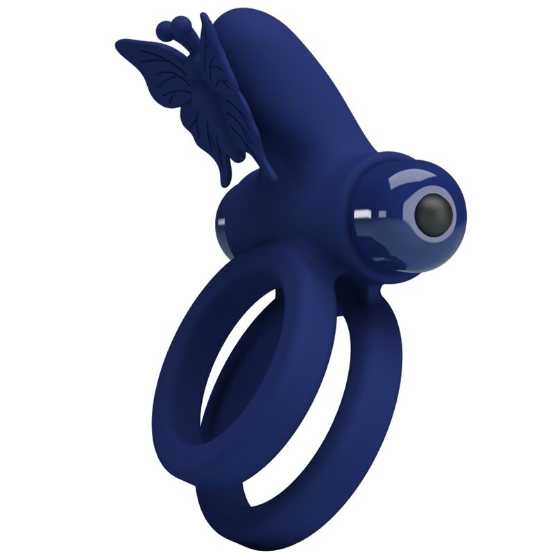 Jamele Doppelring mit Vibration und blauem Schmetterlingsstimulator
