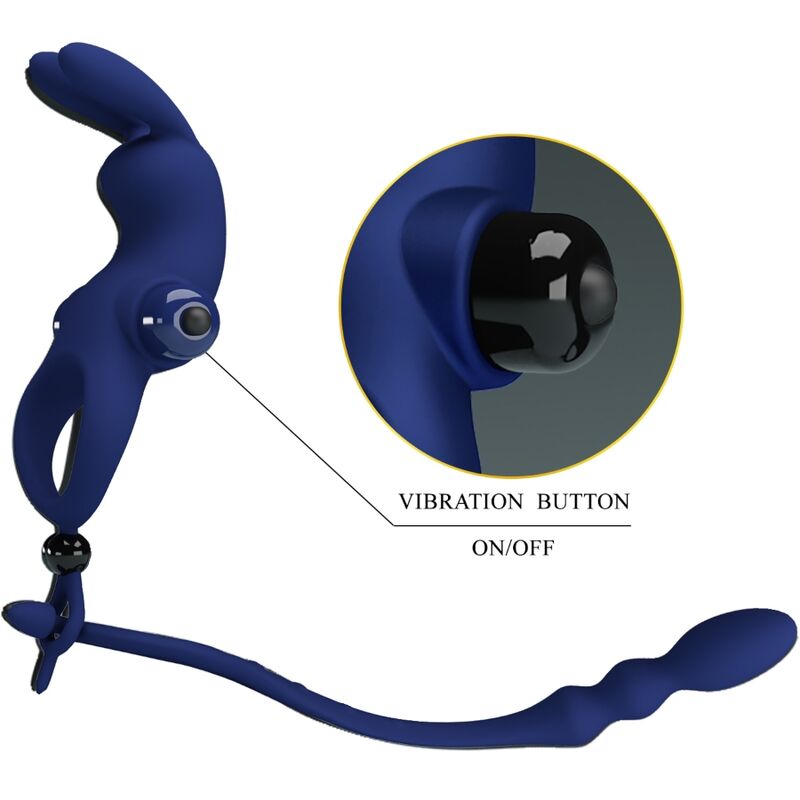 Ayad Rabbit-Vibrationsring mit blauem Plug