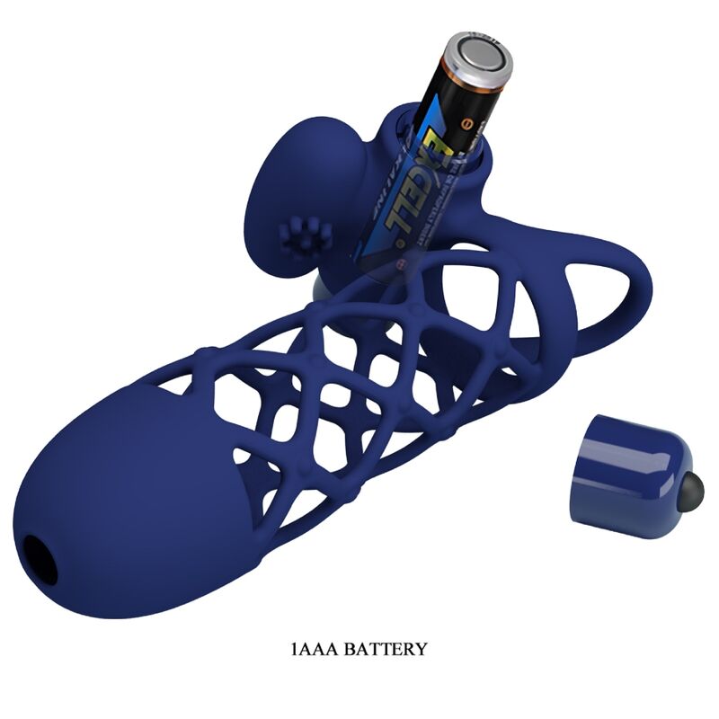 PRETTY LOVE - GIANN VIBRATIONSRING MIT BLAUER SILIKONHÜLLE