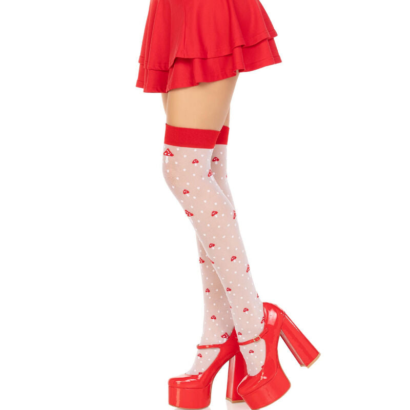 LEG AVENUE - ROTE/WEISSE PILZ-KNIESOCKEN