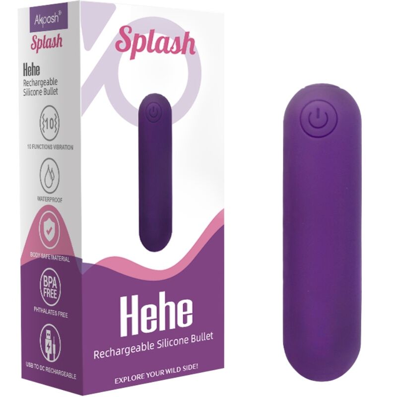 Splash hehe Silikon-Bullet-Vibrator 10 Vibrationen 65 x 15 cm lila