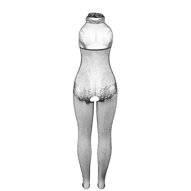 SUBBLIME - 951801 Body aus Mesh und Spitze ohne Überzug, hoher Halsausschnitt, Schwarz, Einheitsgröße