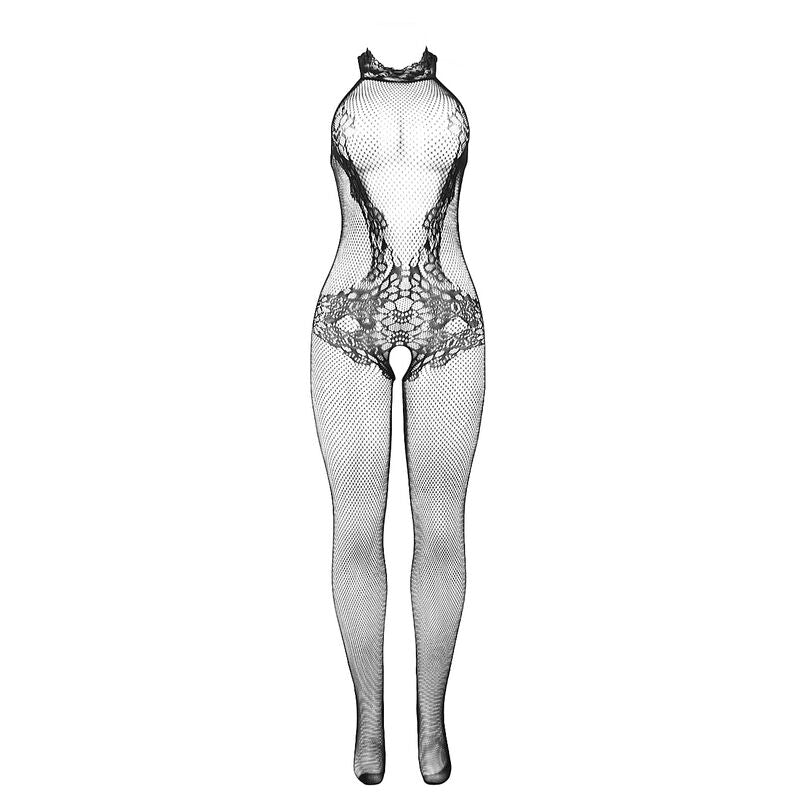 SUBBLIME - 951801 Body aus Mesh und Spitze ohne Überzug, hoher Halsausschnitt, Schwarz, Einheitsgröße