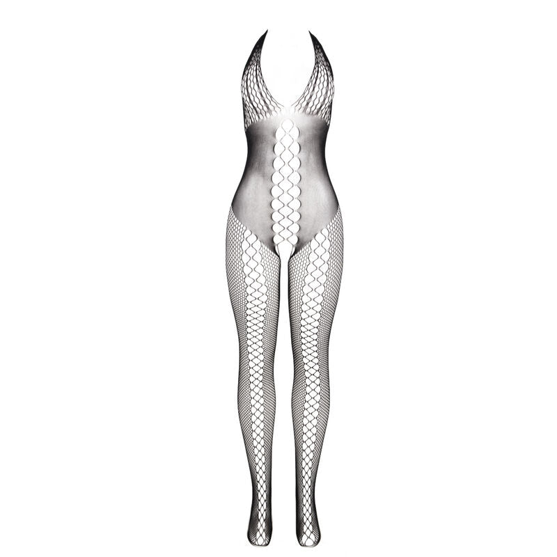 951832 Bodystocking mit offenem Rücken und überkreuzten Details schwarz Einheitsgröße