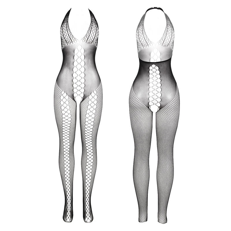 951832 Bodystocking mit offenem Rücken und überkreuzten Details schwarz Einheitsgröße
