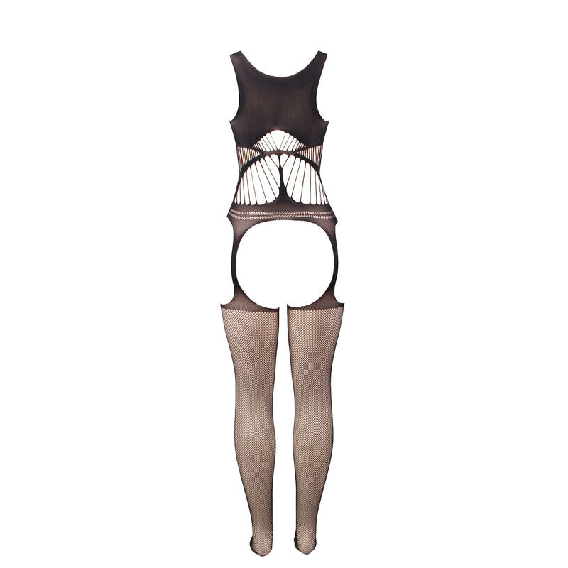 SUBBLIME - 951900 Pelzfreier Mesh-Bodystocking mit schlauchförmigen und offenen Schultern, Schwarz, Einheitsgröße