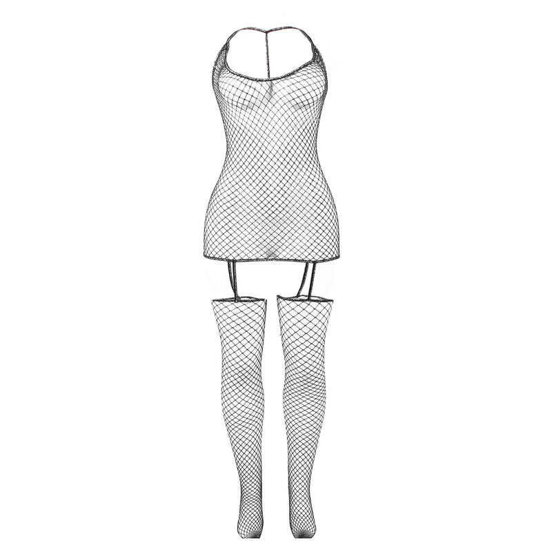 951955 glänzender Netz-Bodystocking Einheitsgröße