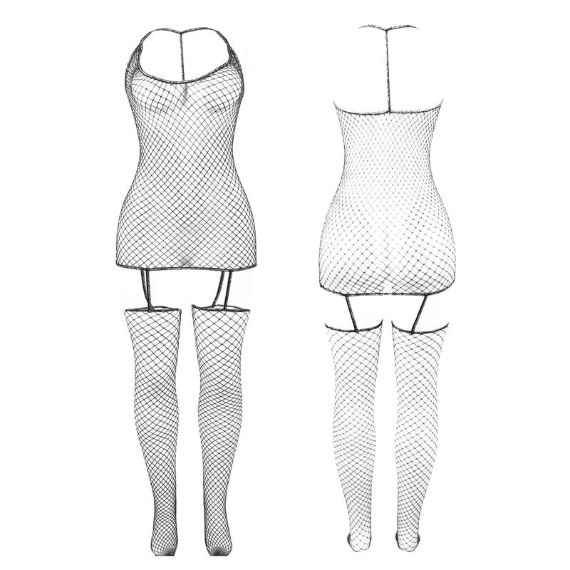 951955 glänzender Netz-Bodystocking Einheitsgröße