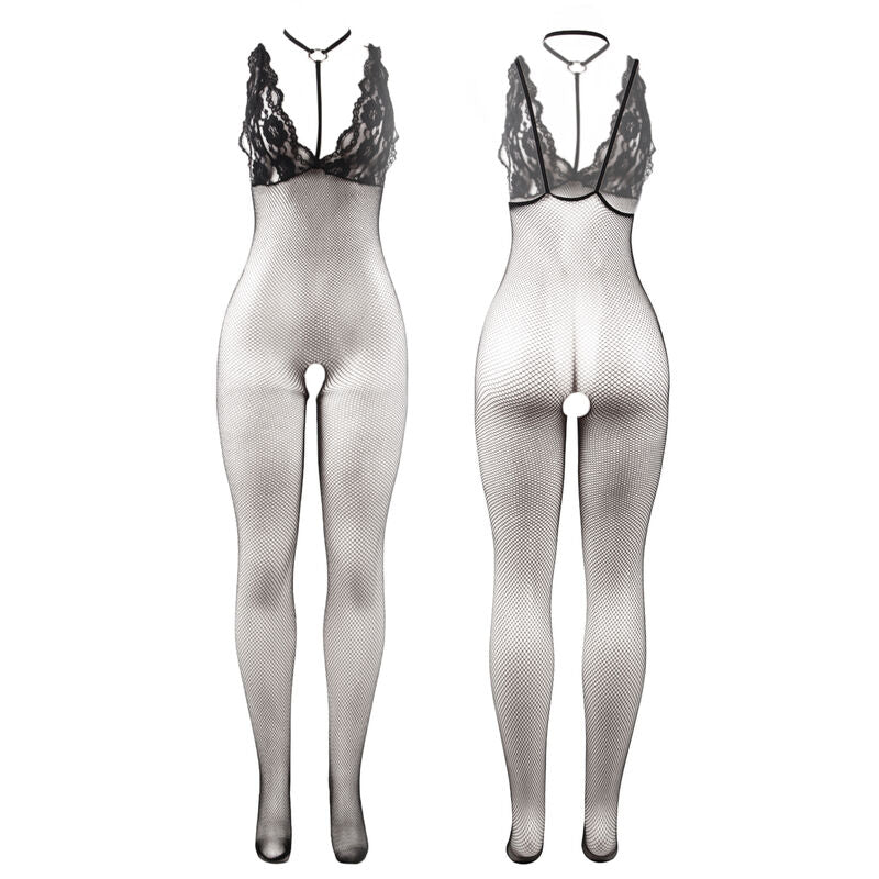 SUBBLIME - 951993 SCHWARZER, TRANSPARENTER MESH-Bodystocking, FELLFREI, EINHEITSGRÖSSE