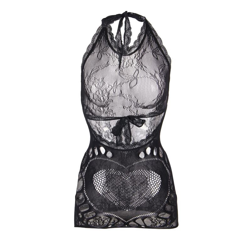 SUBBLIME - 952075 KURZES NETZKLEID MIT RÜCKENDETAIL UND SCHWARZEM HERZ, EINHEITSGRÖSSE