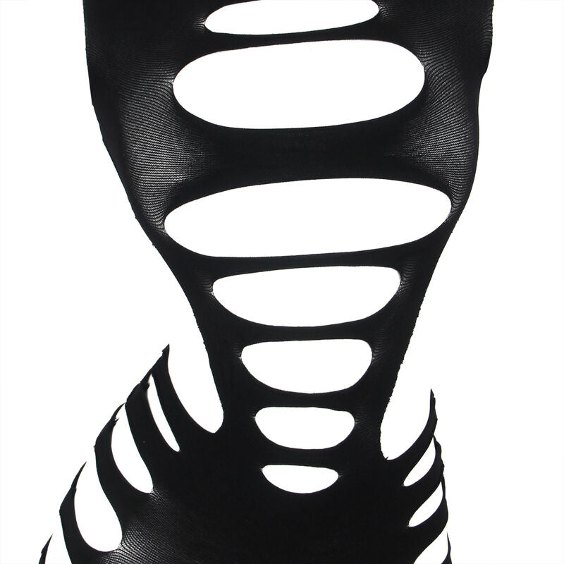 952266 elastisches Netzkleid lange Ärmel schwarz Einheitsgröße