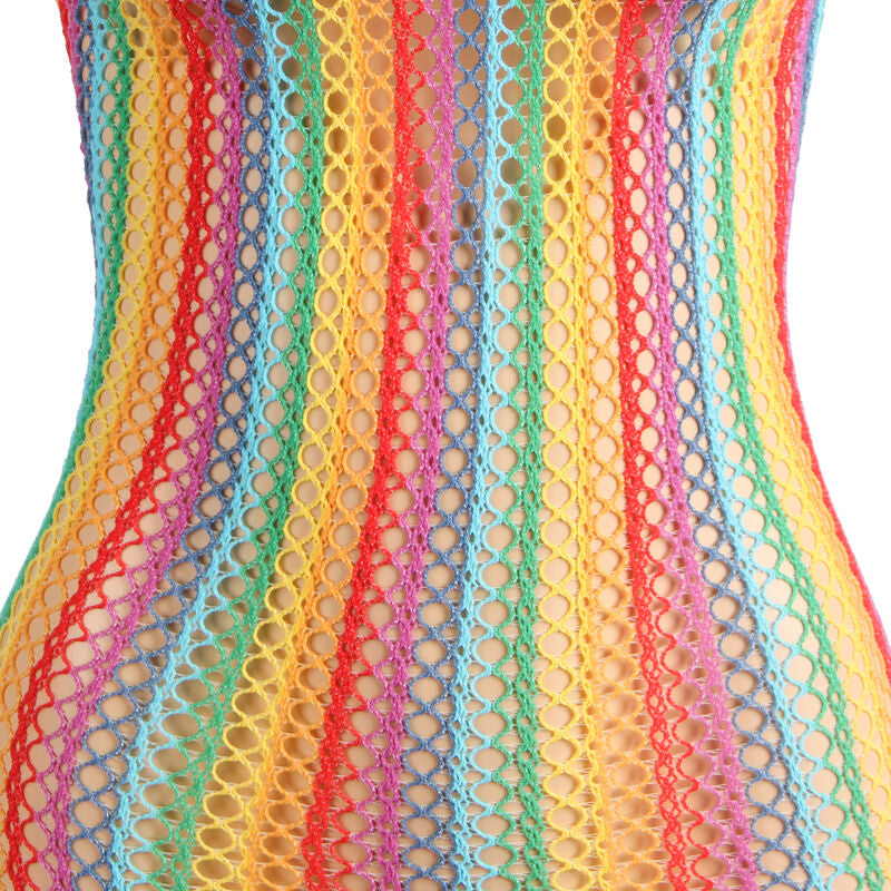 SUBBLIME - 952341 Regenbogen-Netzkleid Einheitsgröße
