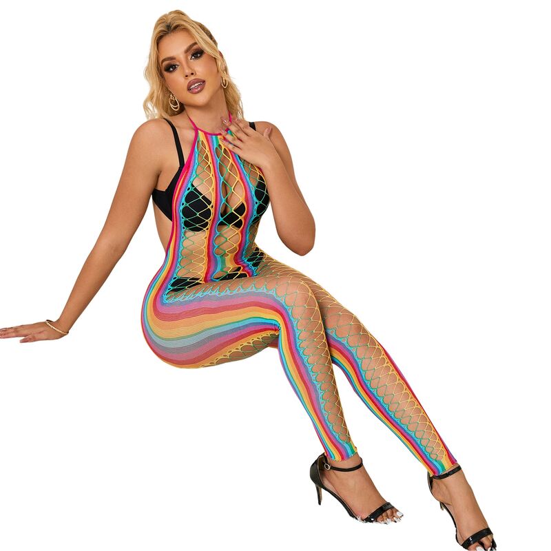 SUBBLIME - 952358 Regenbogenfarbener Mesh-Body ohne Rücken, XS/M