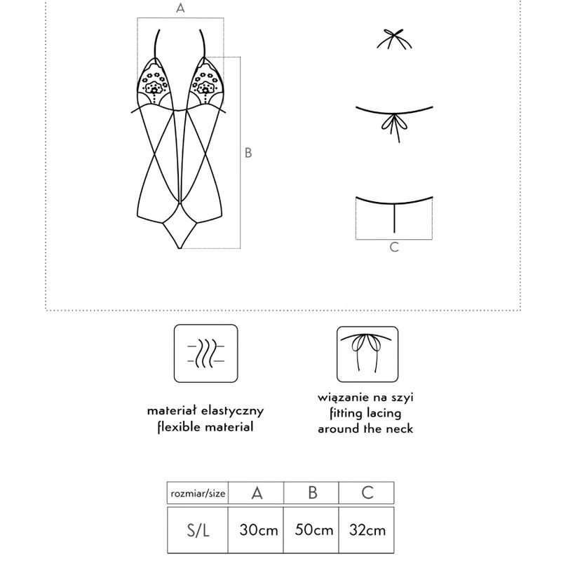 LIVCO CORSETTI FASHION - LUISINA LC 20217 SCHWARZER BODYSUIT EINHEITSGRÖSSE