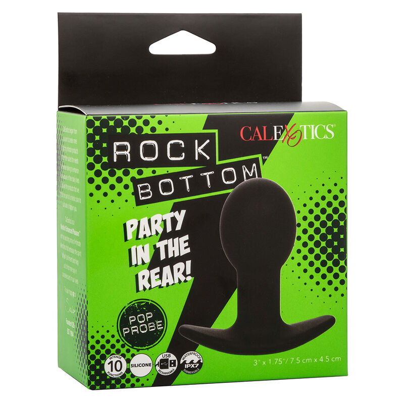 CALEXOTICS – ROCK BOTTOM ANALPLUG, 10 VIBRATIONEN, SILIKON SCHWARZ