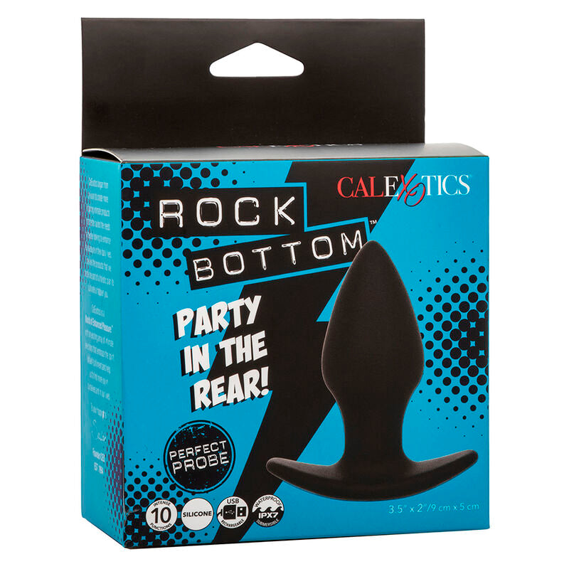 CALEXOTICS – ROCK BOTTOM PERFEKTER ANALPLUG, 10 VIBRATIONEN, SILIKON SCHWARZ
