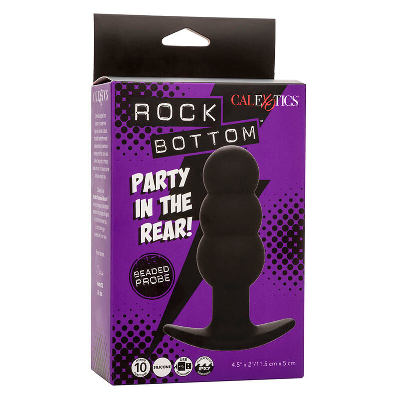 CALEXOTICS – ROCK BOTTOM ANALPLUG MIT PERLEN, 10 VIBRATIONEN, SILIKON SCHWARZ