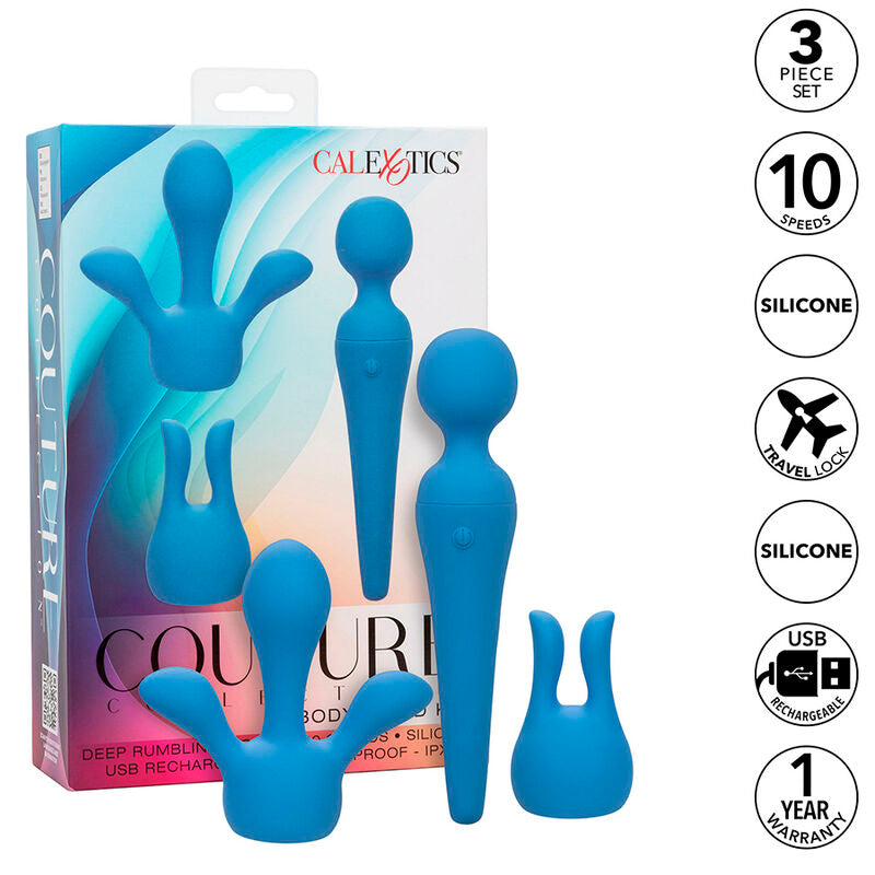 CALEXOTICS - COUTURE ZAUBERSTÄNDER-VIBRATOR-SET 10 VIBRATIONSSTÄRKEN BLAU