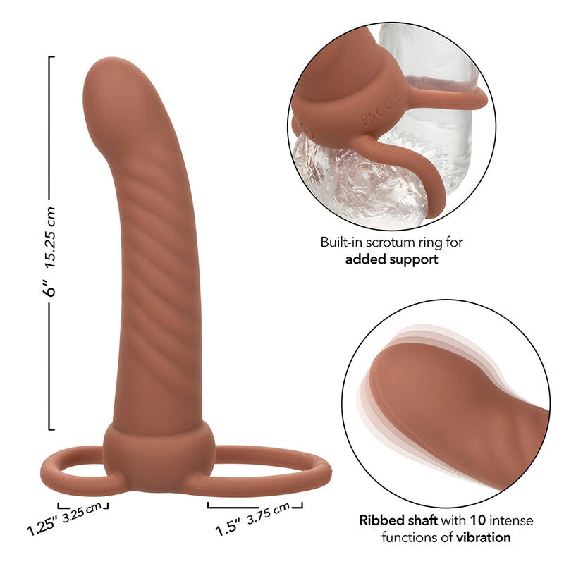 CALEXOTICS - MAXX RIBBED DOUBLE PENETRATOR 10 VIBRATIONEN BRAUN