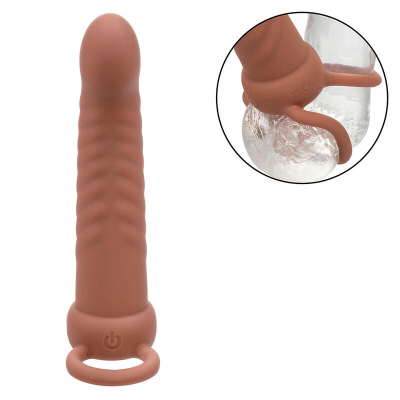 CALEXOTICS - MAXX RIBBED DOUBLE PENETRATOR 10 VIBRATIONEN BRAUN