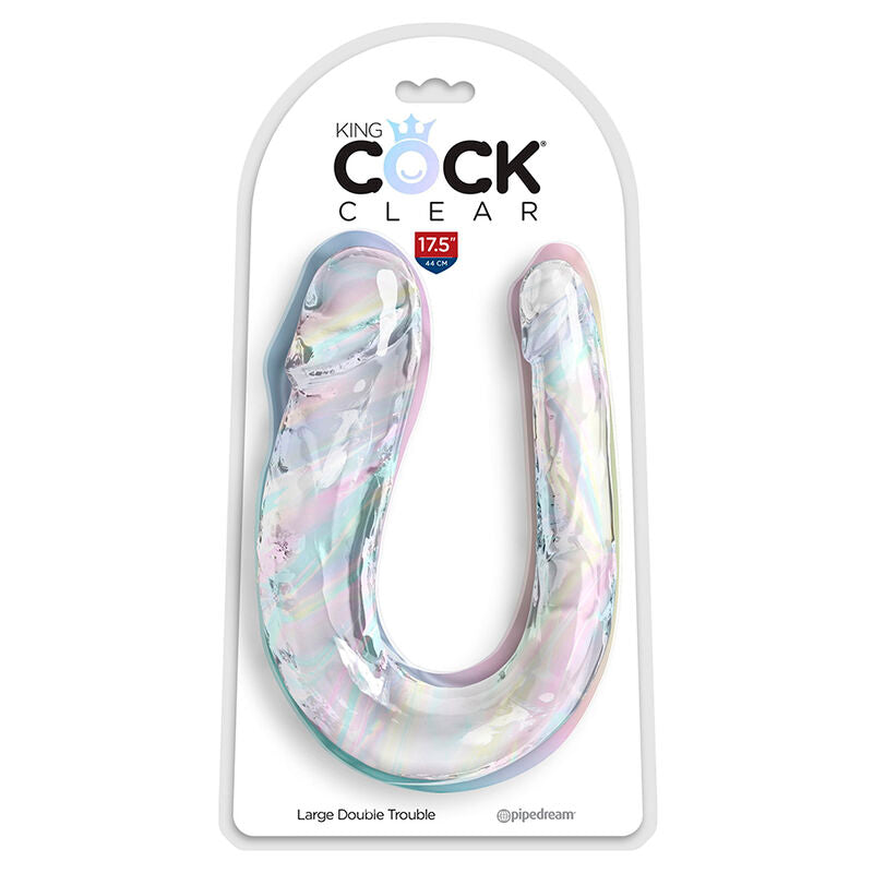 KING COCK - DOUBLE TROUBLE DOPPELDILDO 44 CM TRANSPARENT