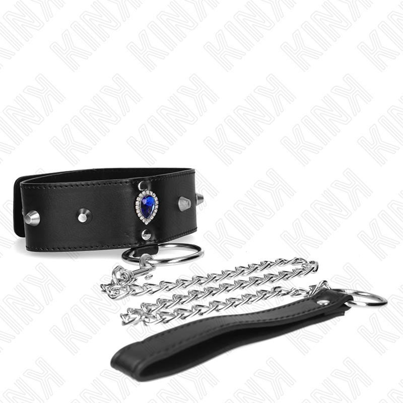 65 cm lange Halskette mit verstellbarem Armband mit blauen Diamanten 36-43 cm x 5 cm