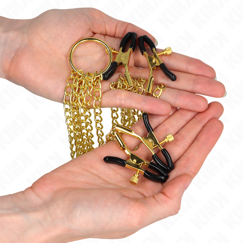 KINK – 4 VERSTELLBARE KRALE UND KLITORISCLIPS GOLD