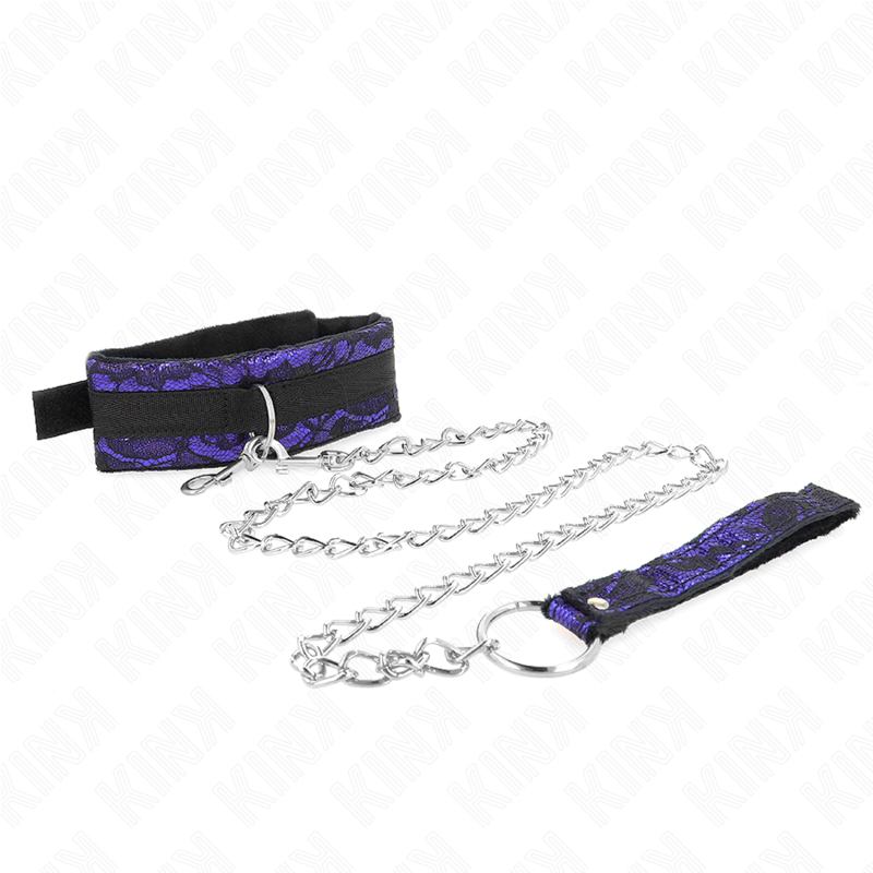 Kurzes Samtspitzenhalsband mit Gürtel 105 cm mit Nylonbesatz 44 x 5,5 cm