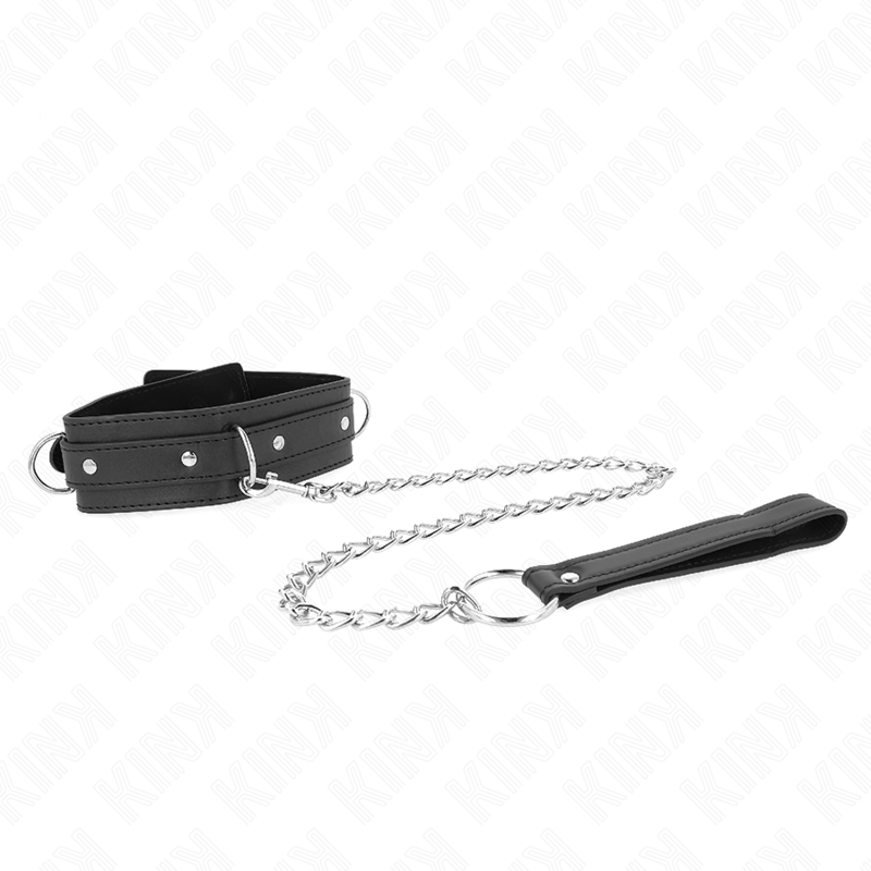 KINK - Halsband mit Leine 65 cm 3 Ringe Modell 1 Verstellbar 38-49 cm x 5 cm