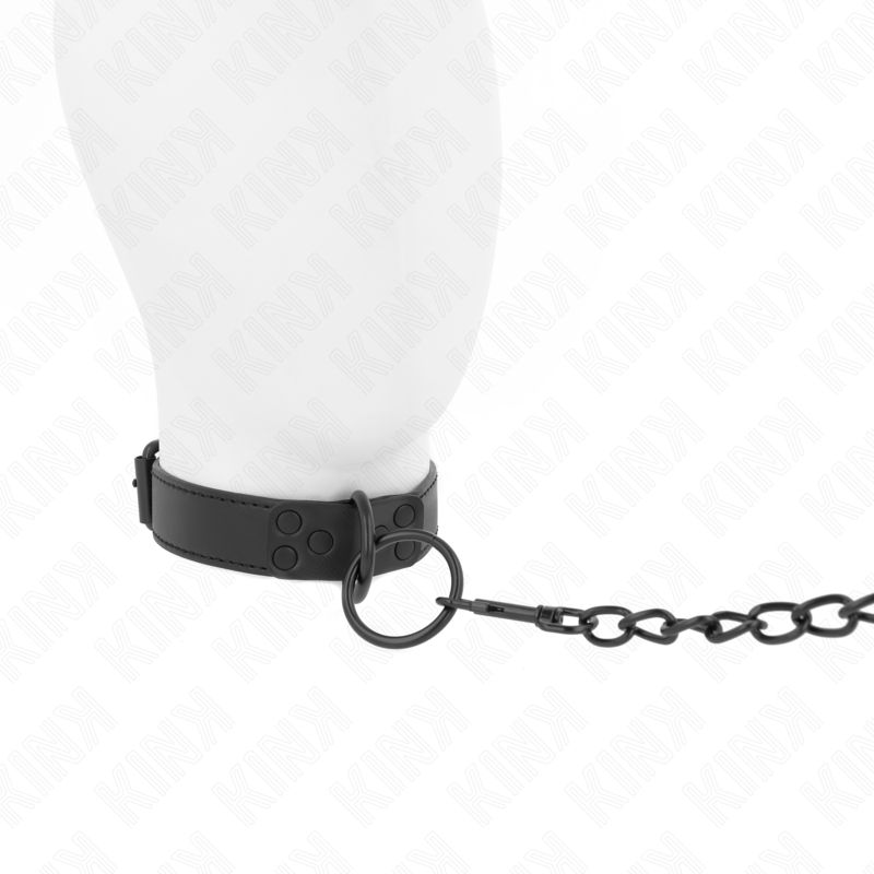 KINK - Halsband mit dunkler Leine, 65 cm verstellbar (37-54 cm) x 3 cm