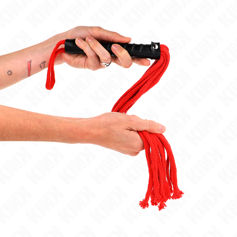 Fouet BDSM Corde Tressée 56 cm Poignée Ergonomique - Kink