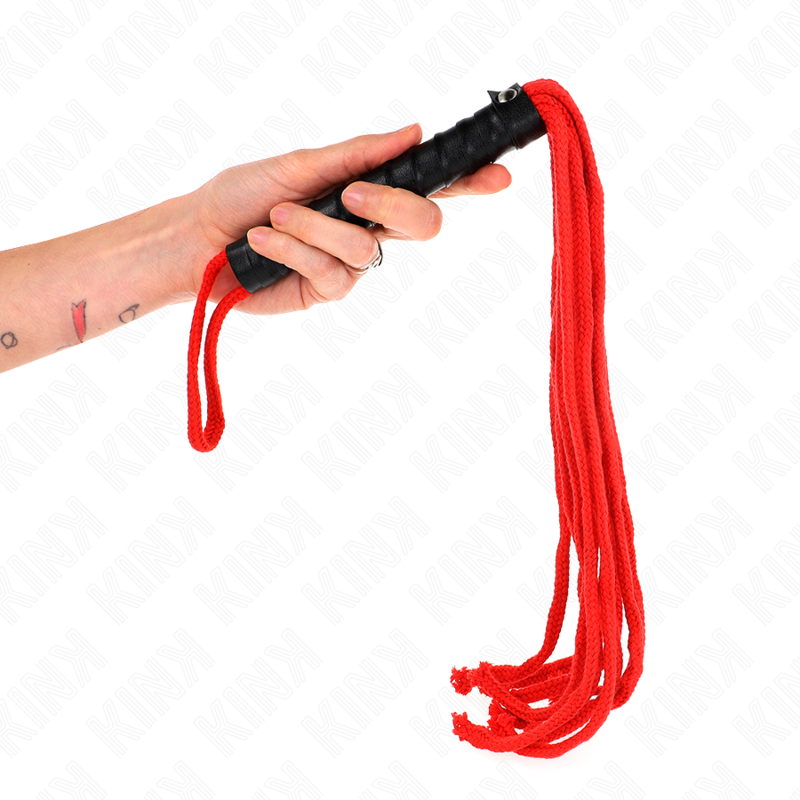 Fouet BDSM Corde Tressée 56 cm Poignée Ergonomique - Kink