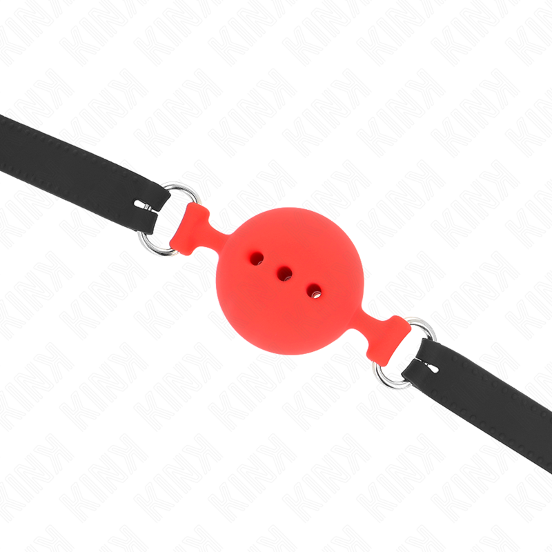 KINK – Knebel aus Vollsilikon, 55 x 2 cm, mit 5 cm Kugel, Größe L, rot, verstellbar 35–51 cm