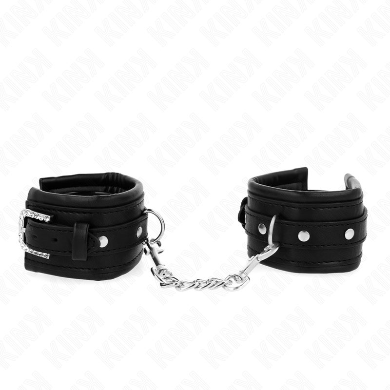 KINK – Verstellbare schwarze Strass-Armbänder mit Schnalle, 25–32 cm x 5,5 cm
