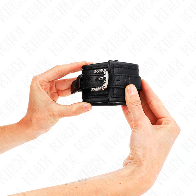 KINK – Verstellbare schwarze Strass-Armbänder mit Schnalle, 25–32 cm x 5,5 cm