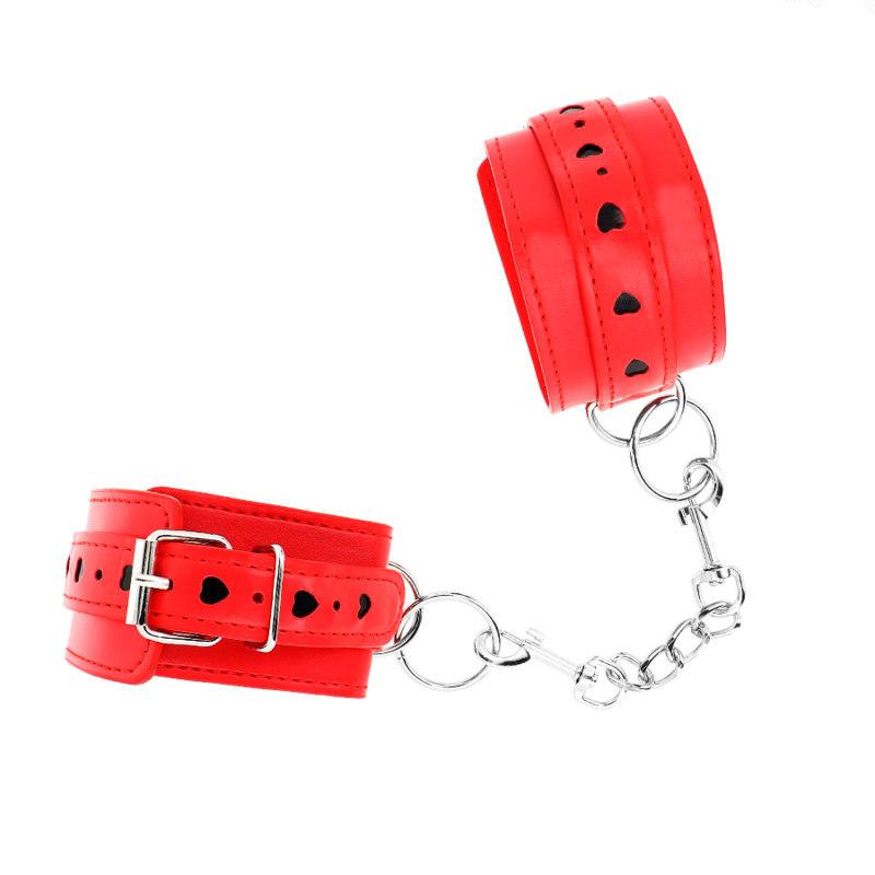 KINK – ROTE HANDGELENK-ARMBÄNDER MIT VERSTELLBAREM SCHWARZEN HERZ-INLAY 21–28 CM X 5,5 CM
