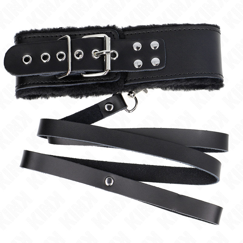 Collier BDSM et Laisse en Cuir Ajustables 40-48 cm - Kink