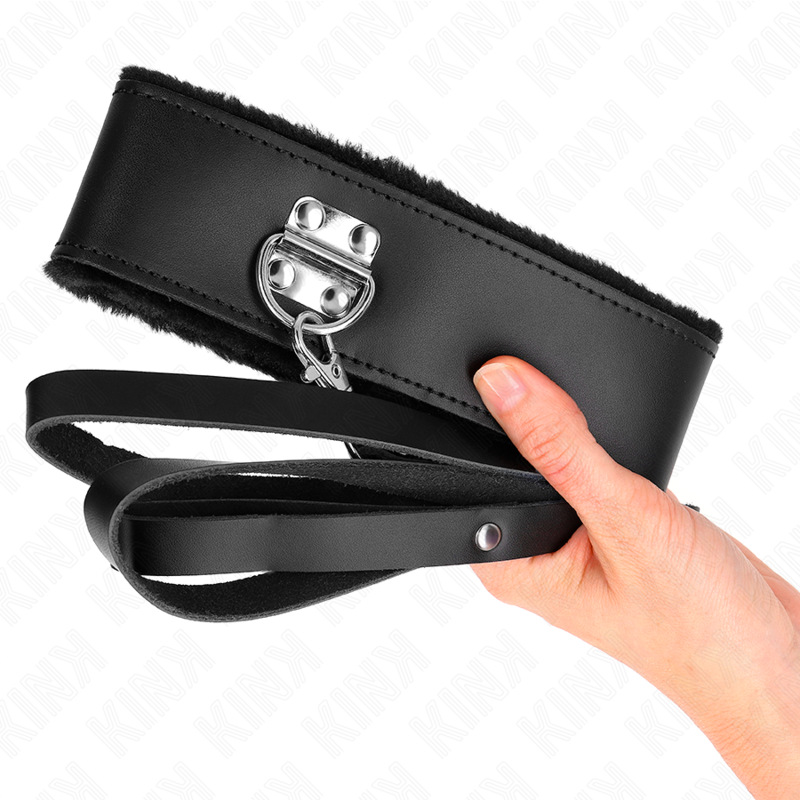 Collier BDSM et Laisse en Cuir Ajustables 40-48 cm - Kink