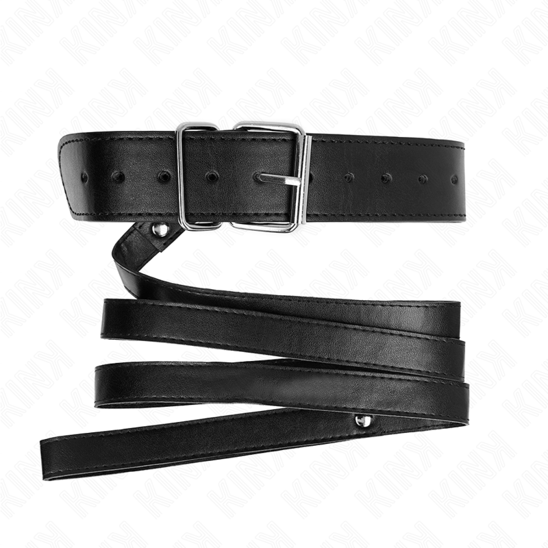 KINK - Halskette mit Gürtel, 116 cm verstellbar, schwarzes Armband 32-50 cm x 8 cm
