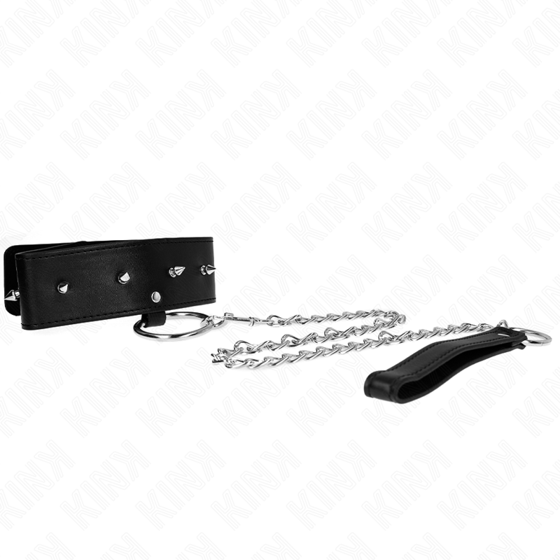 65 cm Halsband mit Leine mit silbernen Nieten Modell 2 verstellbar 36-43 cm x 5 cm