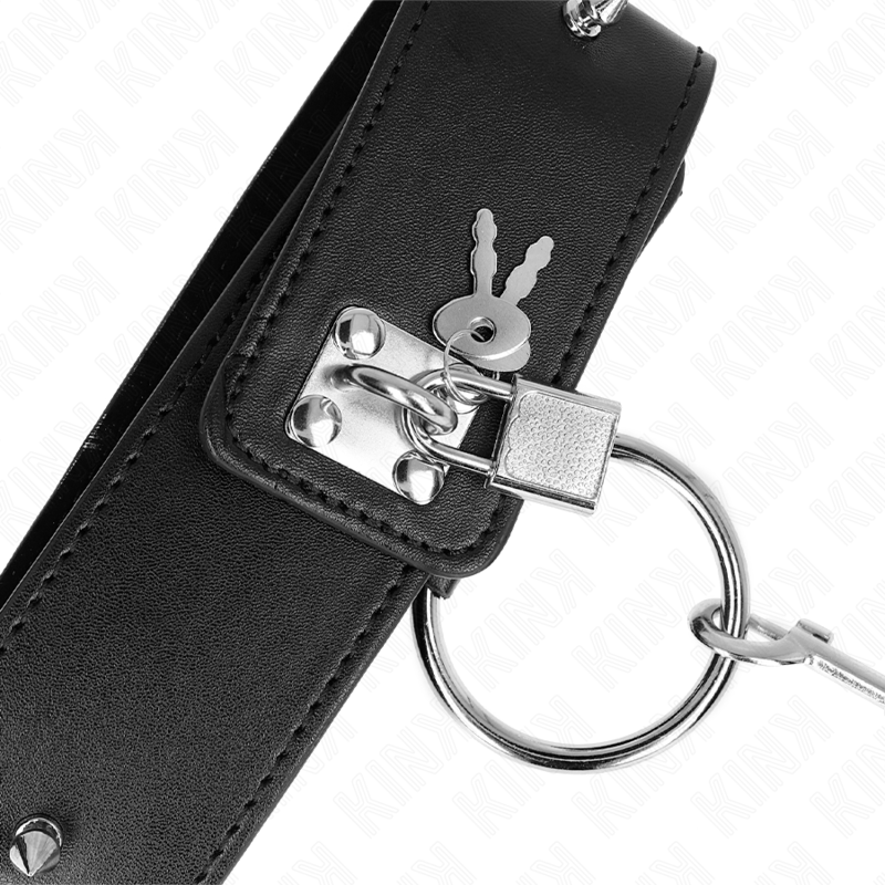 65 cm Halsband mit Leine mit silbernen Nieten Modell 2 verstellbar 36-43 cm x 5 cm