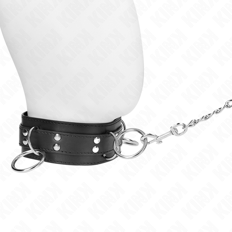 KINK - 3-Ring-Sklavenhalsband mit Riemen 80 cm 53 x 5 cm