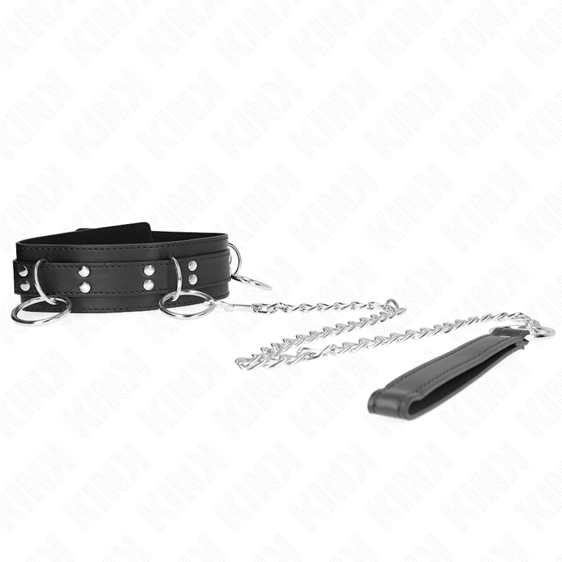KINK - 3-Ring-Sklavenhalsband mit Riemen 80 cm 53 x 5 cm