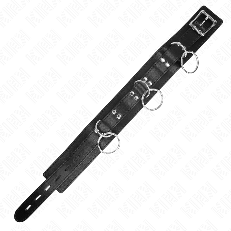 KINK - 3-Ring-Sklavenhalsband mit Riemen 80 cm 53 x 5 cm